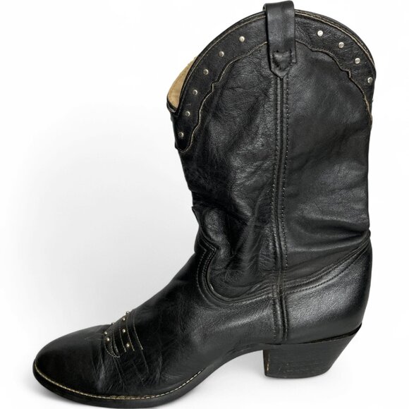 Dingo Vintage Leather Black Studded Western Cowgirl Cowboy Boots Women's 7.5 M - Picture 6 of 13